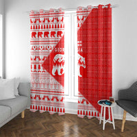 Georgia Christmas Window Curtain with Bear Mountains Forest Pattern and Traditional Georgian Design - Wonder Print Shop