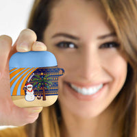 Anguilla Christmas AirPods Case with Snowman Palm Tree Ornaments Coconut Drink and Island Pattern Design - Wonder Print Shop