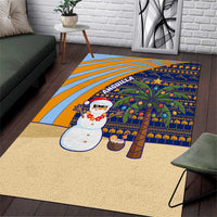Anguilla Christmas Area Rug with Snowman Palm Tree Ornaments Coconut Drink and Island Pattern Design - Wonder Print Shop