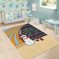 Anguilla Christmas Area Rug with Snowman Palm Tree Ornaments Coconut Drink and Island Pattern Design - Wonder Print Shop