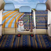 Anguilla Christmas Back Car Seat Cover with Snowman Palm Tree Ornaments Coconut Drink and Island Pattern Design - Wonder Print Shop