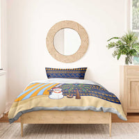 Anguilla Christmas Bedding Set with Snowman Palm Tree Ornaments Coconut Drink and Island Pattern Design - Wonder Print Shop