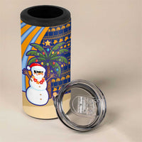 Anguilla Christmas 4 in 1 Can Cooler Tumbler with Snowman Palm Tree Ornaments Coconut Drink and Island Pattern Design - Wonder Print Shop