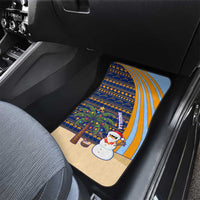 Anguilla Christmas Car Mats with Snowman Palm Tree Ornaments Coconut Drink and Island Pattern Design - Wonder Print Shop