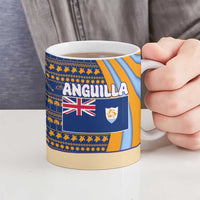 Anguilla Christmas Ceramic Mug with Snowman Palm Tree Ornaments Coconut Drink and Island Pattern Design - Wonder Print Shop