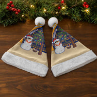 Anguilla Christmas Santa Hat with Snowman Palm Tree Ornaments Coconut Drink and Island Pattern Design - Wonder Print Shop