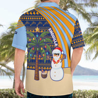 Anguilla Christmas Hawaiian Shirt with Snowman Palm Tree Ornaments Coconut Drink and Island Pattern Design - Wonder Print Shop