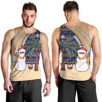 Anguilla Christmas Men Tank Top with Snowman Palm Tree Ornaments Coconut Drink and Island Pattern Design - Wonder Print Shop