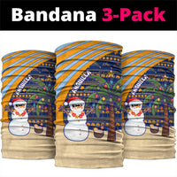 Anguilla Christmas Neck Gaiter with Snowman Palm Tree Ornaments Coconut Drink and Island Pattern Design - Wonder Print Shop