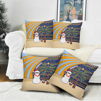 Anguilla Christmas Pillow Cover with Snowman Palm Tree Ornaments Coconut Drink and Island Pattern Design - Wonder Print Shop