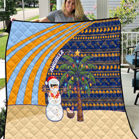 Anguilla Christmas Quilt with Snowman Palm Tree Ornaments Coconut Drink and Island Pattern Design - Wonder Print Shop