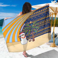 Anguilla Christmas Sarong with Snowman Palm Tree Ornaments Coconut Drink and Island Pattern Design - Wonder Print Shop