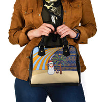 Anguilla Christmas Shoulder Handbag with Snowman Palm Tree Ornaments Coconut Drink and Island Pattern Design - Wonder Print Shop