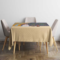 Anguilla Christmas Tablecloth with Snowman Palm Tree Ornaments Coconut Drink and Island Pattern Design - Wonder Print Shop