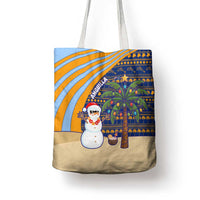 Anguilla Christmas Tote Bag with Snowman Palm Tree Ornaments Coconut Drink and Island Pattern Design - Wonder Print Shop