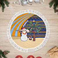 Anguilla Christmas Tree Skirt with Snowman Palm Tree Ornaments Coconut Drink and Island Pattern Design - Wonder Print Shop