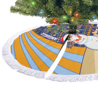 Anguilla Christmas Tree Skirt with Snowman Palm Tree Ornaments Coconut Drink and Island Pattern Design - Wonder Print Shop