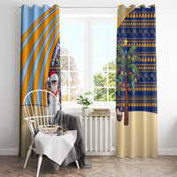 Anguilla Christmas Window Curtain with Snowman Palm Tree Ornaments Coconut Drink and Island Pattern Design - Wonder Print Shop