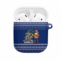 Anguilla Christmas AirPods Case with Santa Pineapple Floral Tree Island Crest and Tropical Pattern Design - Wonder Print Shop