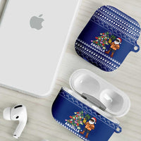 Anguilla Christmas AirPods Case with Santa Pineapple Floral Tree Island Crest and Tropical Pattern Design - Wonder Print Shop