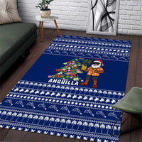 Anguilla Christmas Area Rug with Santa Pineapple Floral Tree Island Crest and Tropical Pattern Design - Wonder Print Shop