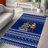 Anguilla Christmas Area Rug with Santa Pineapple Floral Tree Island Crest and Tropical Pattern Design - Wonder Print Shop