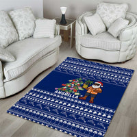 Anguilla Christmas Area Rug with Santa Pineapple Floral Tree Island Crest and Tropical Pattern Design - Wonder Print Shop