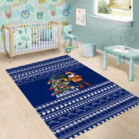 Anguilla Christmas Area Rug with Santa Pineapple Floral Tree Island Crest and Tropical Pattern Design - Wonder Print Shop