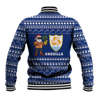 Anguilla Christmas Baseball Jacket with Santa Pineapple Floral Tree Island Crest and Tropical Pattern Design - Wonder Print Shop
