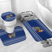 Anguilla Christmas Bathroom Set with Santa Pineapple Floral Tree Island Crest and Tropical Pattern Design - Wonder Print Shop