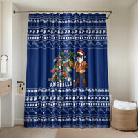Anguilla Christmas Bathroom Set with Santa Pineapple Floral Tree Island Crest and Tropical Pattern Design - Wonder Print Shop