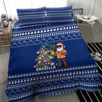 Anguilla Christmas Bedding Set with Santa Pineapple Floral Tree Island Crest and Tropical Pattern Design - Wonder Print Shop