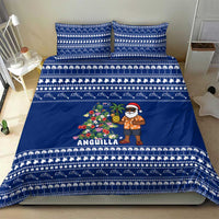 Anguilla Christmas Bedding Set with Santa Pineapple Floral Tree Island Crest and Tropical Pattern Design - Wonder Print Shop