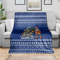 Anguilla Christmas Blanket with Santa Pineapple Floral Tree Island Crest and Tropical Pattern Design - Wonder Print Shop