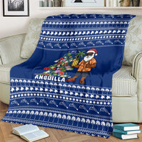 Anguilla Christmas Blanket with Santa Pineapple Floral Tree Island Crest and Tropical Pattern Design - Wonder Print Shop