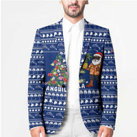 Anguilla Christmas Blazer with Santa Pineapple Floral Tree Island Crest and Tropical Pattern Design - Wonder Print Shop