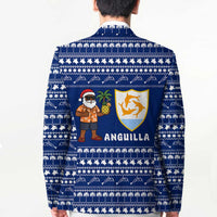 Anguilla Christmas Blazer with Santa Pineapple Floral Tree Island Crest and Tropical Pattern Design - Wonder Print Shop