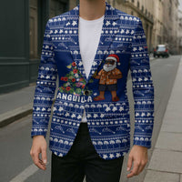 Anguilla Christmas Blazer with Santa Pineapple Floral Tree Island Crest and Tropical Pattern Design - Wonder Print Shop