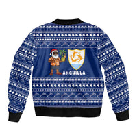 Anguilla Christmas Bomber Jacket with Santa Pineapple Floral Tree Island Crest and Tropical Pattern Design - Wonder Print Shop