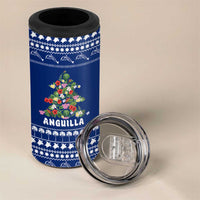 Anguilla Christmas 4 in 1 Can Cooler Tumbler with Santa Pineapple Floral Tree Island Crest and Tropical Pattern Design - Wonder Print Shop