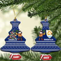 Anguilla Christmas Ceramic Ornament with Santa Pineapple Floral Tree Island Crest and Tropical Pattern Design - Wonder Print Shop