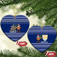 Anguilla Christmas Ceramic Ornament with Santa Pineapple Floral Tree Island Crest and Tropical Pattern Design - Wonder Print Shop