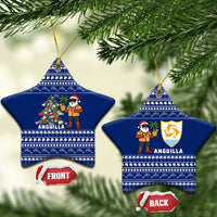 Anguilla Christmas Ceramic Ornament with Santa Pineapple Floral Tree Island Crest and Tropical Pattern Design - Wonder Print Shop