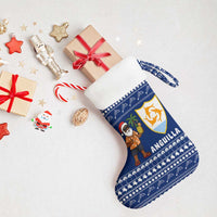 Anguilla Christmas Stocking with Santa Pineapple Floral Tree Island Crest and Tropical Pattern Design - Wonder Print Shop