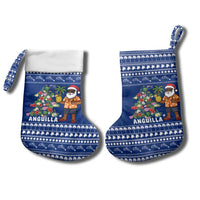 Anguilla Christmas Stocking with Santa Pineapple Floral Tree Island Crest and Tropical Pattern Design - Wonder Print Shop