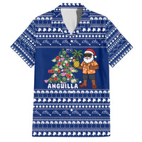 Anguilla Christmas Hawaiian Shirt with Santa Pineapple Floral Tree Island Crest and Tropical Pattern Design - Wonder Print Shop