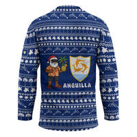 Anguilla Christmas Hockey Jersey with Santa Pineapple Floral Tree Island Crest and Tropical Pattern Design - Wonder Print Shop