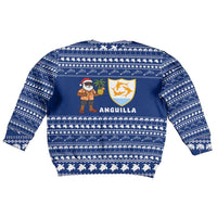 Anguilla Christmas Kid Ugly Christmas Sweater with Santa Pineapple Floral Tree Island Crest and Tropical Pattern Design - Wonder Print Shop