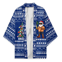 Anguilla Christmas Kimono with Santa Pineapple Floral Tree Island Crest and Tropical Pattern Design - Wonder Print Shop