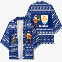 Anguilla Christmas Kimono with Santa Pineapple Floral Tree Island Crest and Tropical Pattern Design - Wonder Print Shop